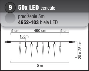 9-Pred�. 46xx,EXT,50 LED cenc��e,5m,biele ::skladom 2ks