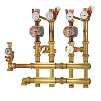 Kotlov� zostava zdvojen� s trojcestn�m a �torcestn�m  zmie�avac�m ventilom 