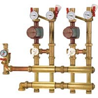 Kotlov� zostava zdvojen� s dvomi trojcestn�mi zmie�avac�mi ventilmi 