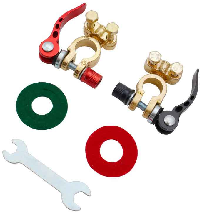 Sada mosadzných svoriek na auto batériu s rýchloupínaním, 2 kusy, XL-TOOLS