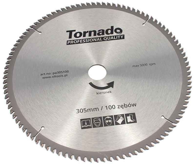 Pílový kotúč s SK plátkami 305 x 2,5 x 30, 100 zubov, na rezanie hliníka, TORNADO