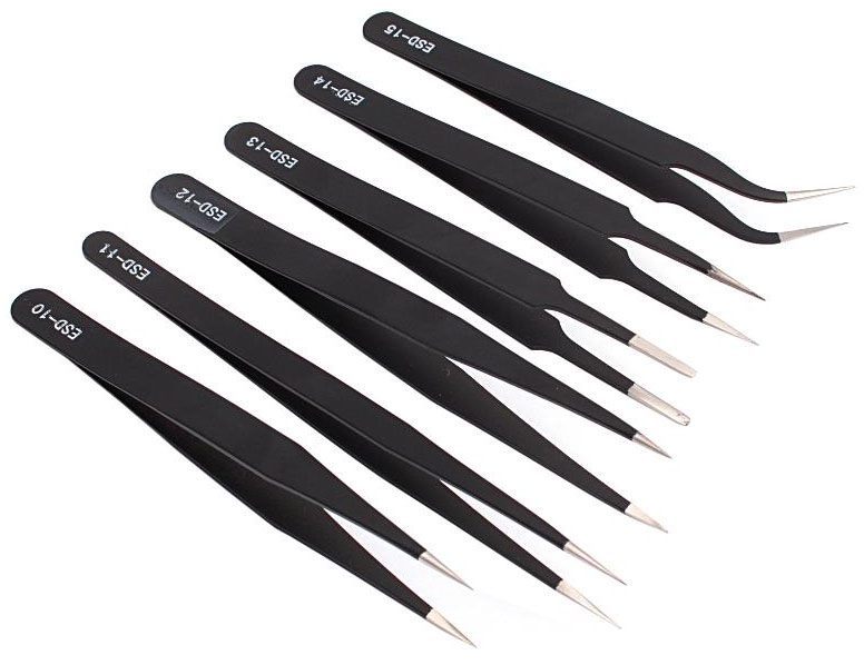 Sada antistatických nerezových pinziet, 9-dielna sada, GEKO