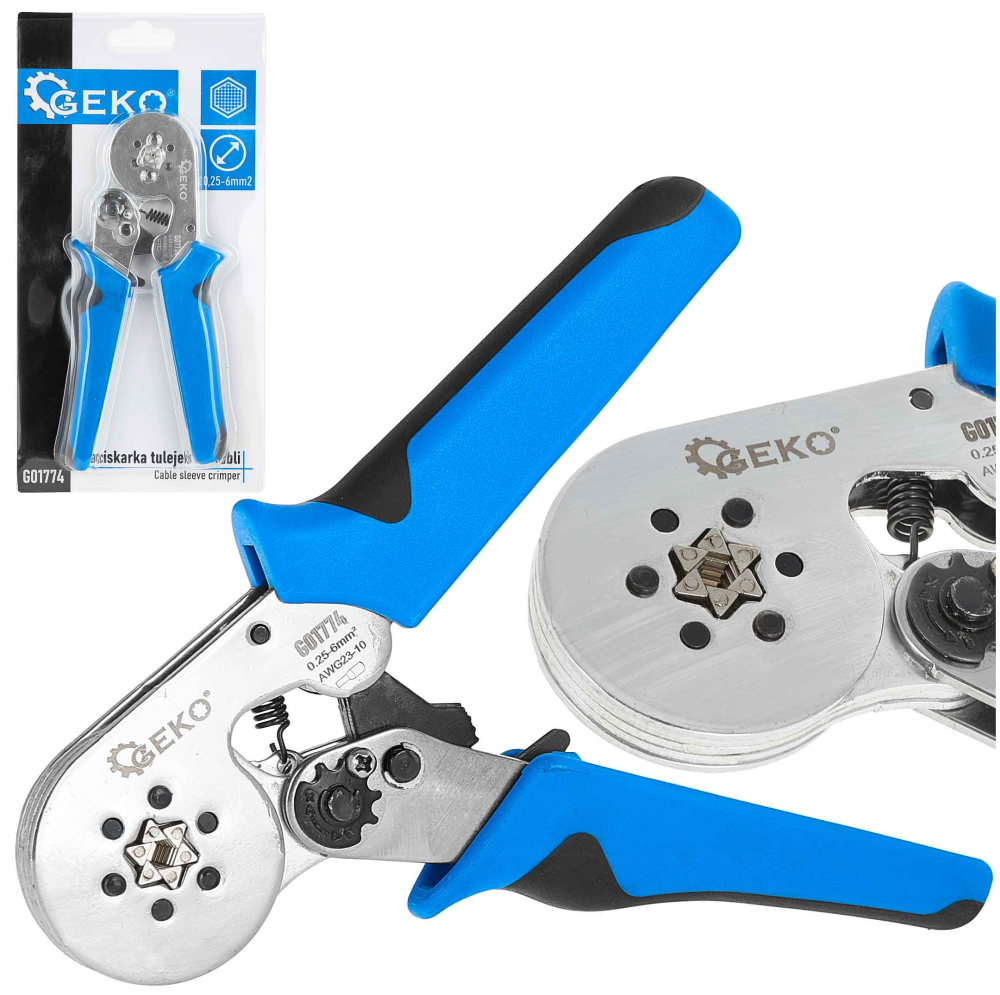Krimpovacie-lisovacie kliešte na koncovky káblov 0,25-6mm2, GEKO