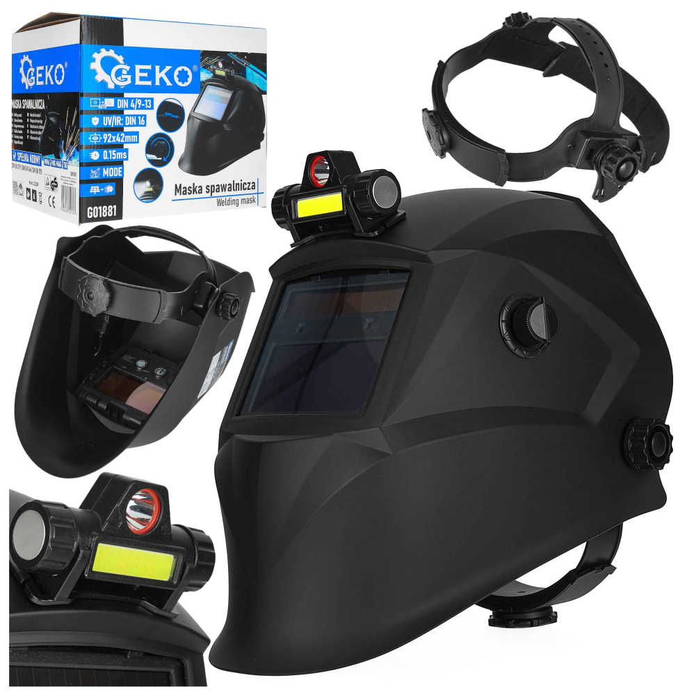 Kukla zváračska samostmievacia so svetlom, zorník 92 x 42 mm, GEKO