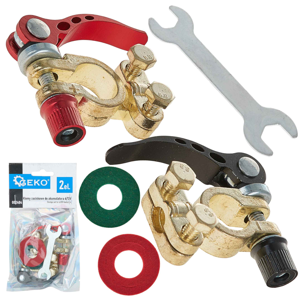 Svorky na batériu 6/12V s rýchloupínaním, 2 kusy, GEKO