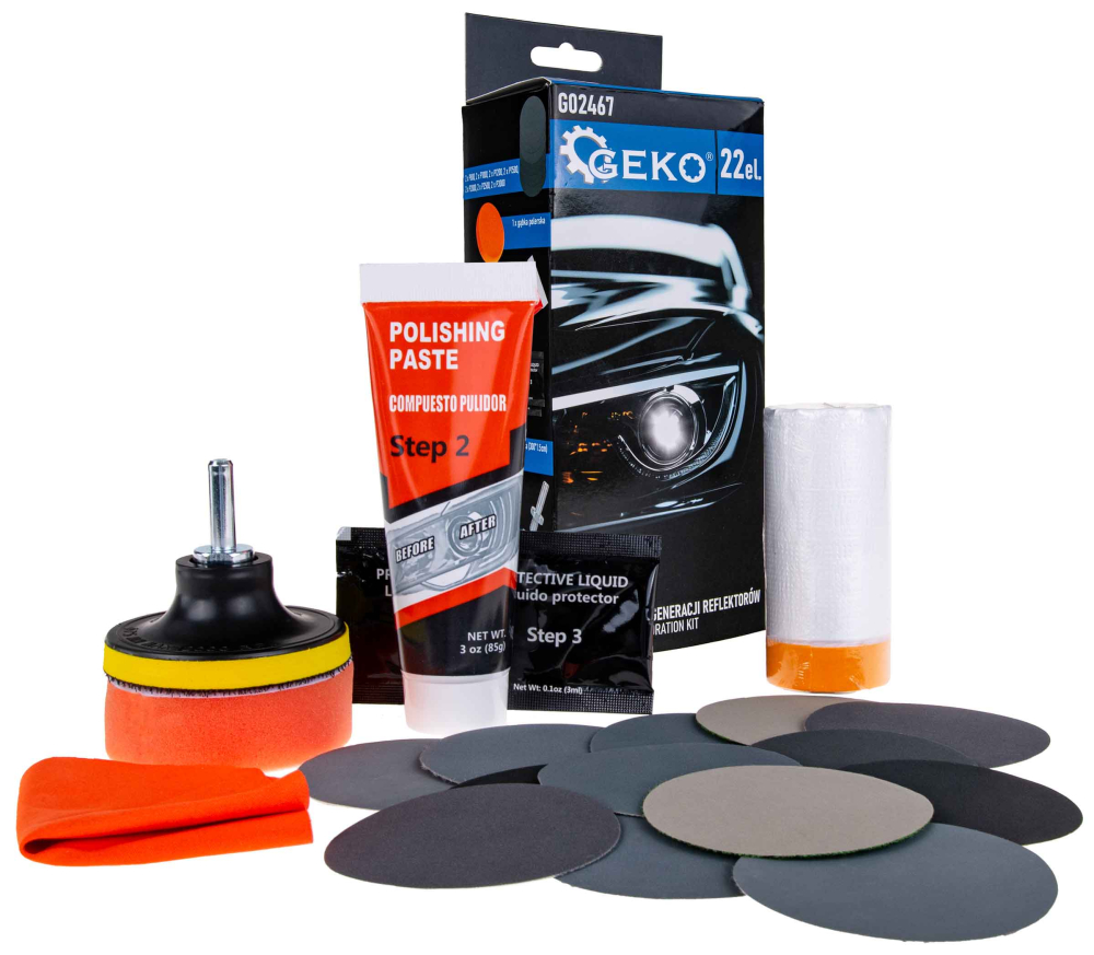 Súprava na regeneráciu svetlometov 22-dielna, GEKO