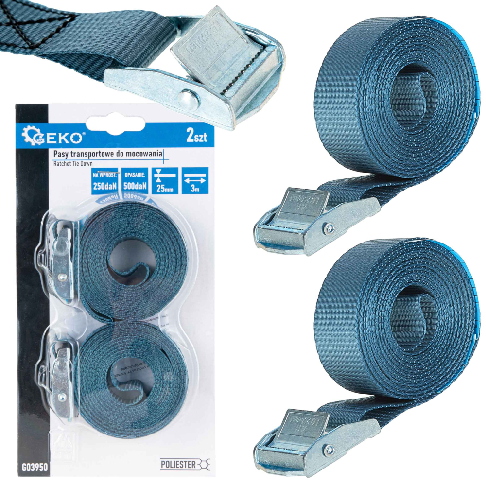 Remeň s prackou 500kg, 3 m x 25 mm, 2 ks, GEKO