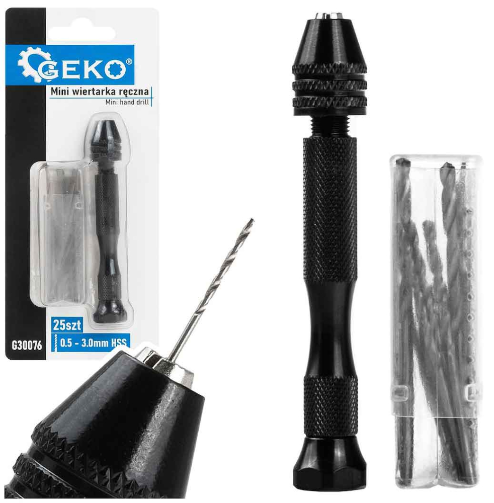 Ručná vŕtačka pre MINI vrtáky 0,5-3 mm, GEKO