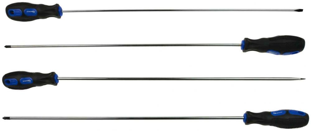 Sada extra dlhých skrutkovačov 4x450 mm,  2xPL, 1xPZ1, 1xPH1, GEKO