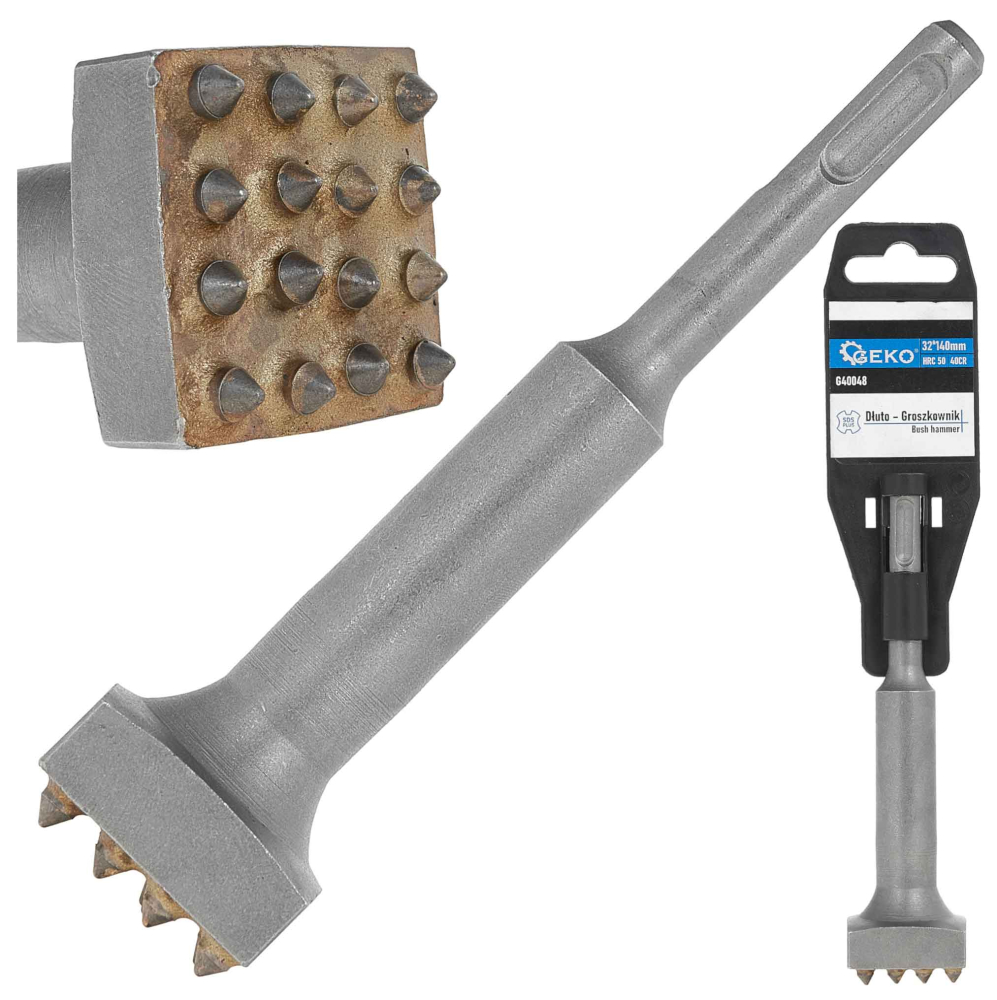 Sekáč štvorcový s kužeľovými hrotmi 32 x 32 x 140mm, SDS-plus, GEKO