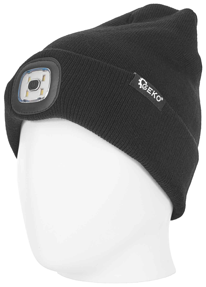 Zimná čiapka s LED svetidlom, čierna, GEKO