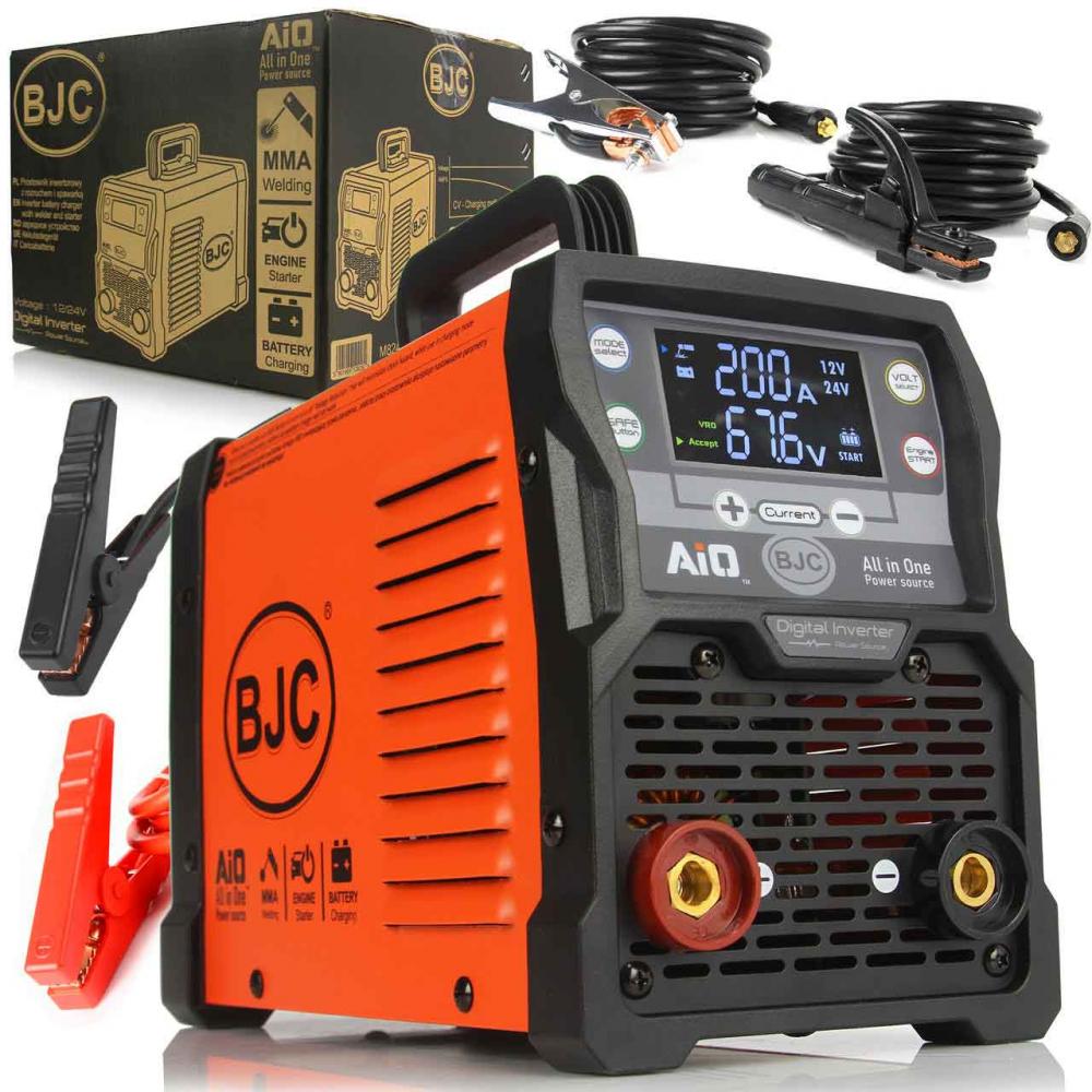 Zvárací invertor s nabíjačkou a štartérom, zvárací prúd 200 A, 12/24 V, 50-500Ah, BJC