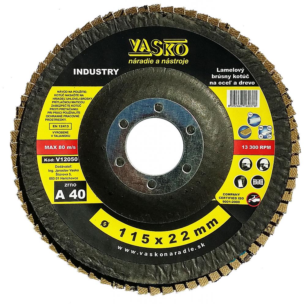 Lamelový brúsny kotúč 115 x 22,2 zrno 40,  INDUSTRY
