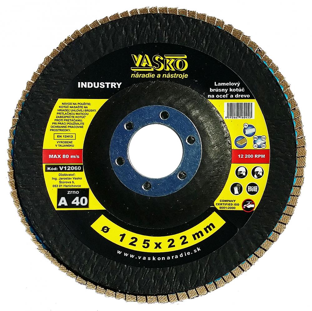 Lamelový brúsny kotúč 125 x 22,2 zrno 40,  INDUSTRY