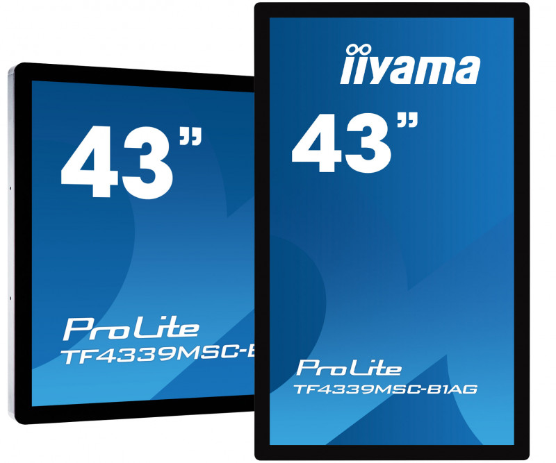 43 "iiyama TF4339MSC-B1AG: AMVA, FullHD, Capacitive, 12P, 400cd / m2, VGA, HDMI, DP, 24/7, IP54, čierny TF4339MSC-B1AG