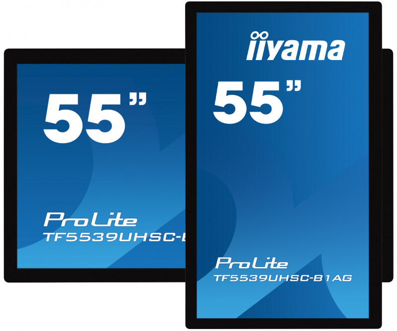 55 "iiyama TF5539UHSC-B1AG: IPS, 4K, Capacitive, 15P, 500cd / m2, VGA, HDMI, DP, 24/7, IP54, čierny TF5539UHSC-B1AG