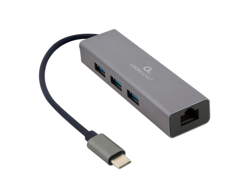 Gembird USB-C GBit adaptér + 3x USB 3.1 A-CMU3-LAN-01
