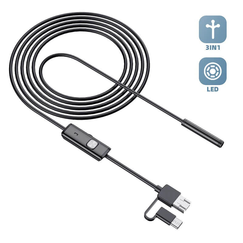 USB endoskopická kamera priemer 5,5mm kábel 2m a zrkadlom aj pre mobil USB-kamera-5,5x2m